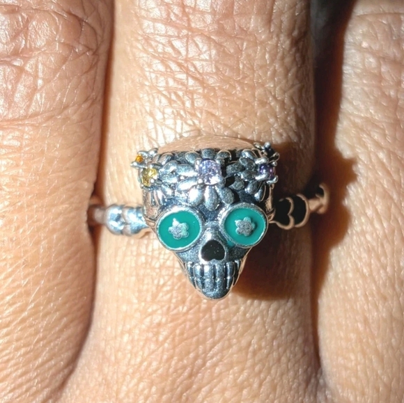 Quality Gothic Skull Dainty Unique Flower Adjustable Stunning Ring in 925 Silver - Picture 12 of 16